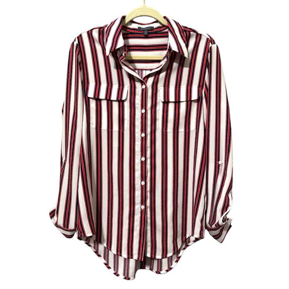 Madison Button Down Striped Blouse